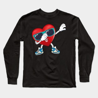 Dabbing Hearts Dance Challenge Valentines Day Long Sleeve T-Shirt